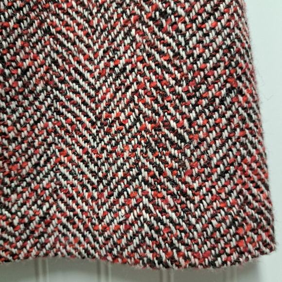 Ann Taylor Loft A-Line Mini Skirt Womens 8 Red Tweed Wool Blend Academia Preppy - Picture 5 of 13
